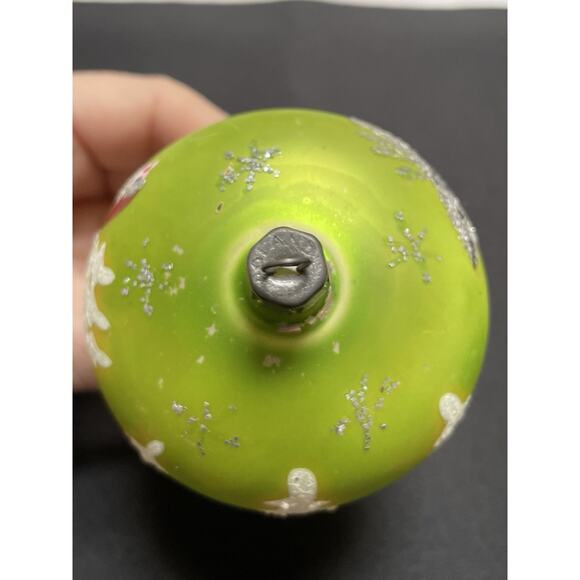 Vintage Original Cap Poland Teardrop Double Ball Mica Glass Ornament. Large 4.5” - Picture 6 of 6